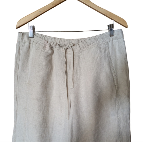 J. Jill Love Linen Tan 100% Linen Drawstring Waist Pants Size Large - Picture 3 of 8